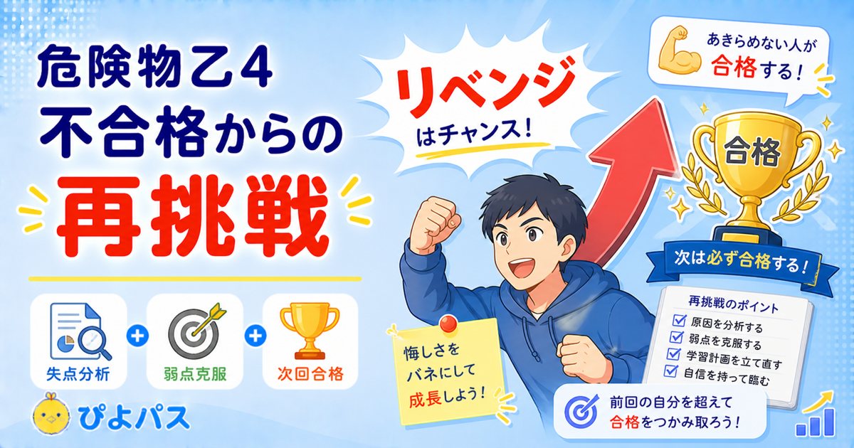 【不合格からの逆転合格】危険物乙4リベンジ戦略｜落ちた原因TOP5と科目別の弱点克服法