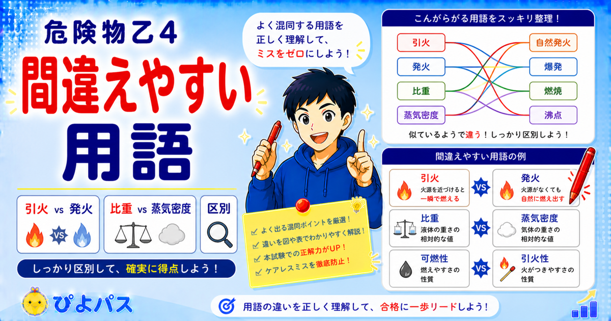 危険物乙4 間違いやすい用語まとめ｜引火点と発火点など紛らわしい語句を徹底整理