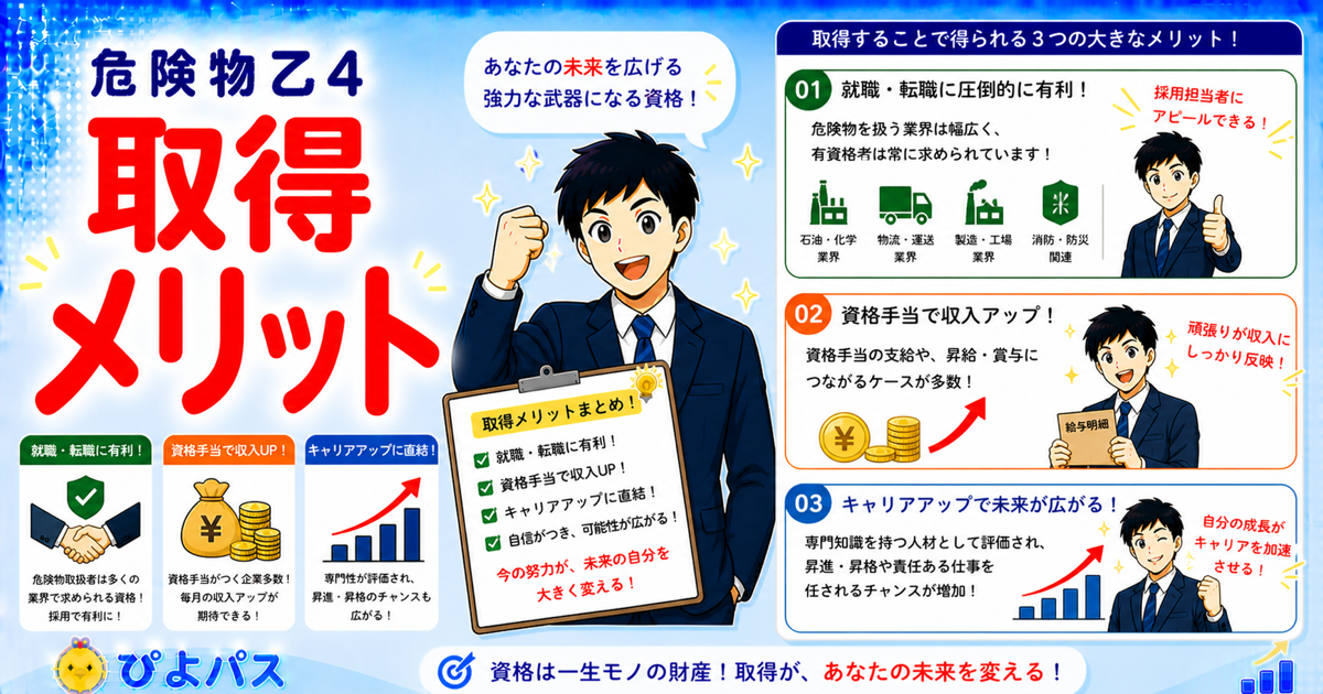危険物乙4を取るメリット｜就職・転職・年収への影響を解説