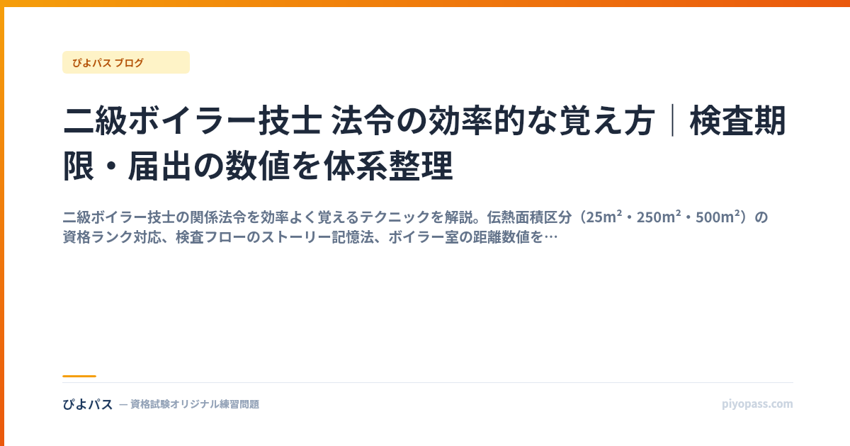 二級ボイラー技士 法令の効率的な覚え方｜検査期限・届出の数値を体系整理