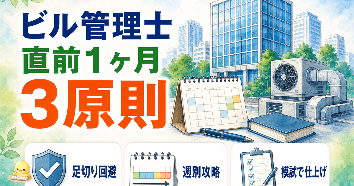 ビル管理士 1ヶ月直前プラン 3原則｜足切り回避優先/週別攻略/模試 (2026年版)