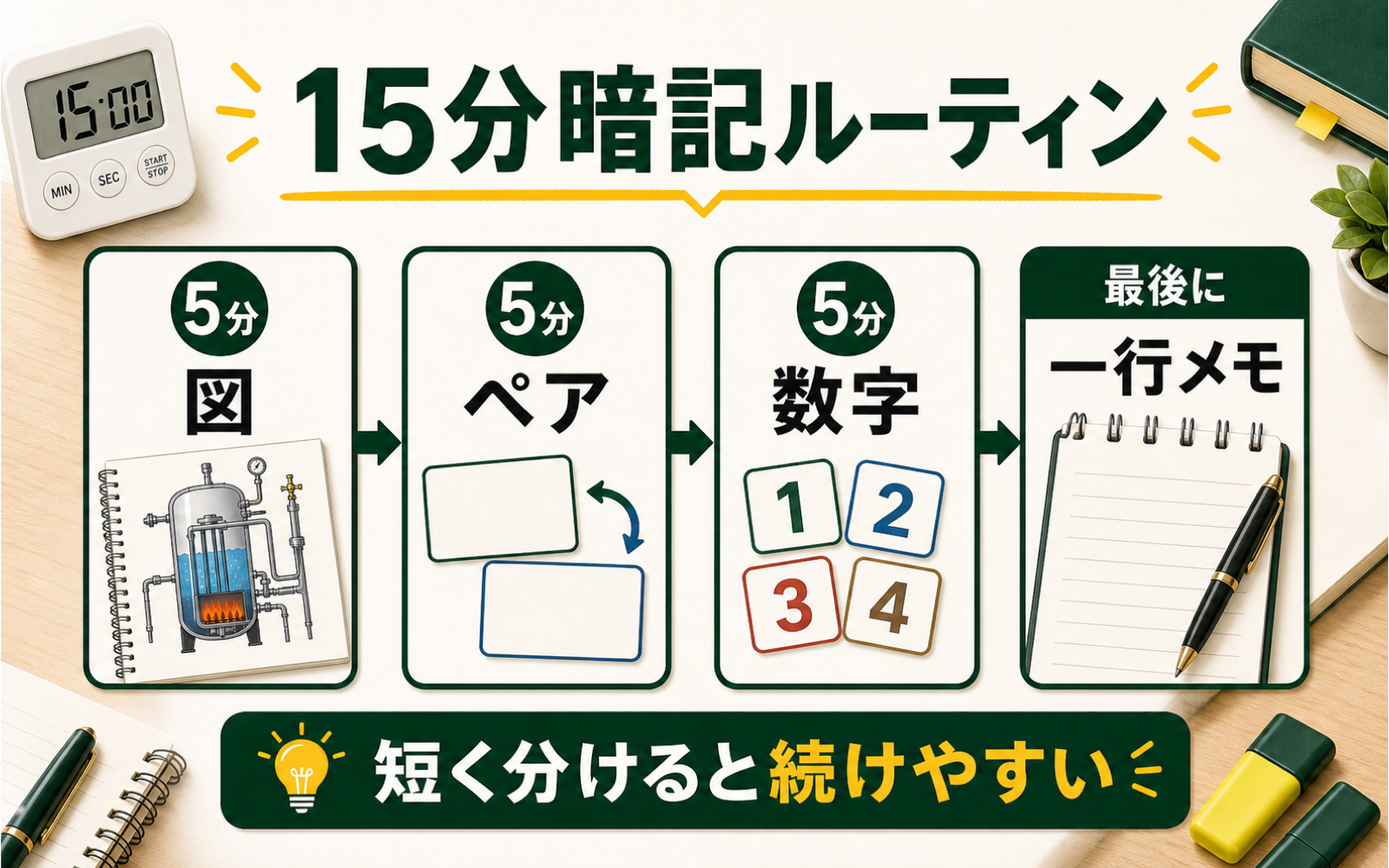 一級ボイラー技士 暗記のコツ｜図・ペア・数字地図で思い出せる形にする (2026年版) の挿絵 2
