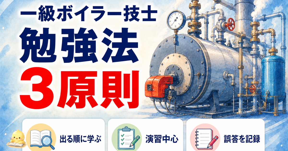 一級ボイラー技士 勉強法 3原則｜出る順に学ぶ/演習中心/誤答を記録 (2026年版)