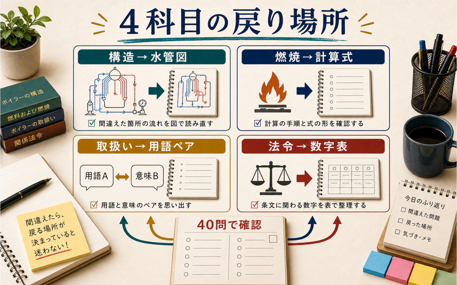 一級ボイラー技士 勉強法|4科目を水管図・計算式・法令数字で組む (2026年版) の挿絵 2