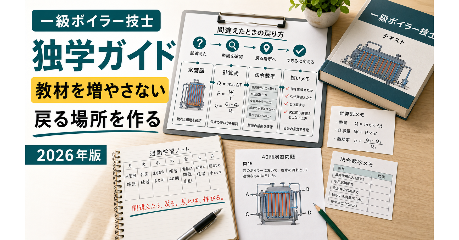 一級ボイラー技士 独学ガイド|教材を増やさず合格点へ近づく進め方 (2026年版)