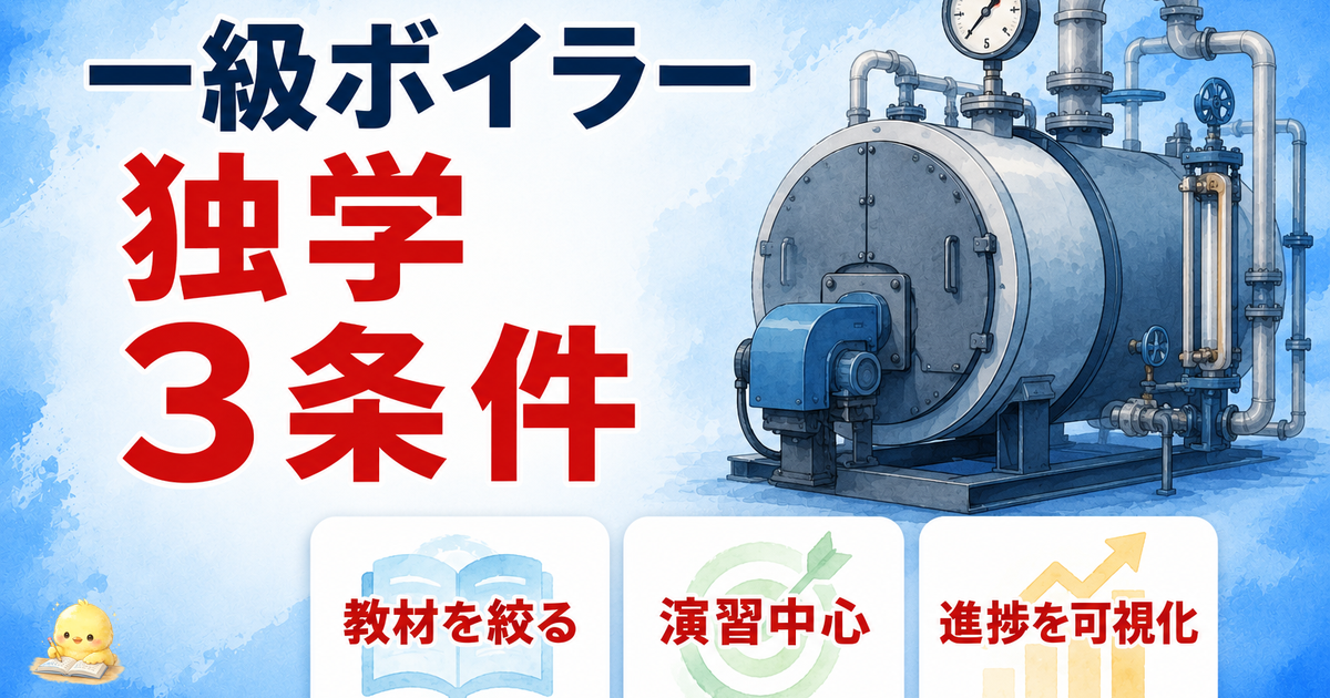 一級ボイラー技士 独学 3条件｜教材を絞る/演習中心/進捗を可視化 (2026年版)