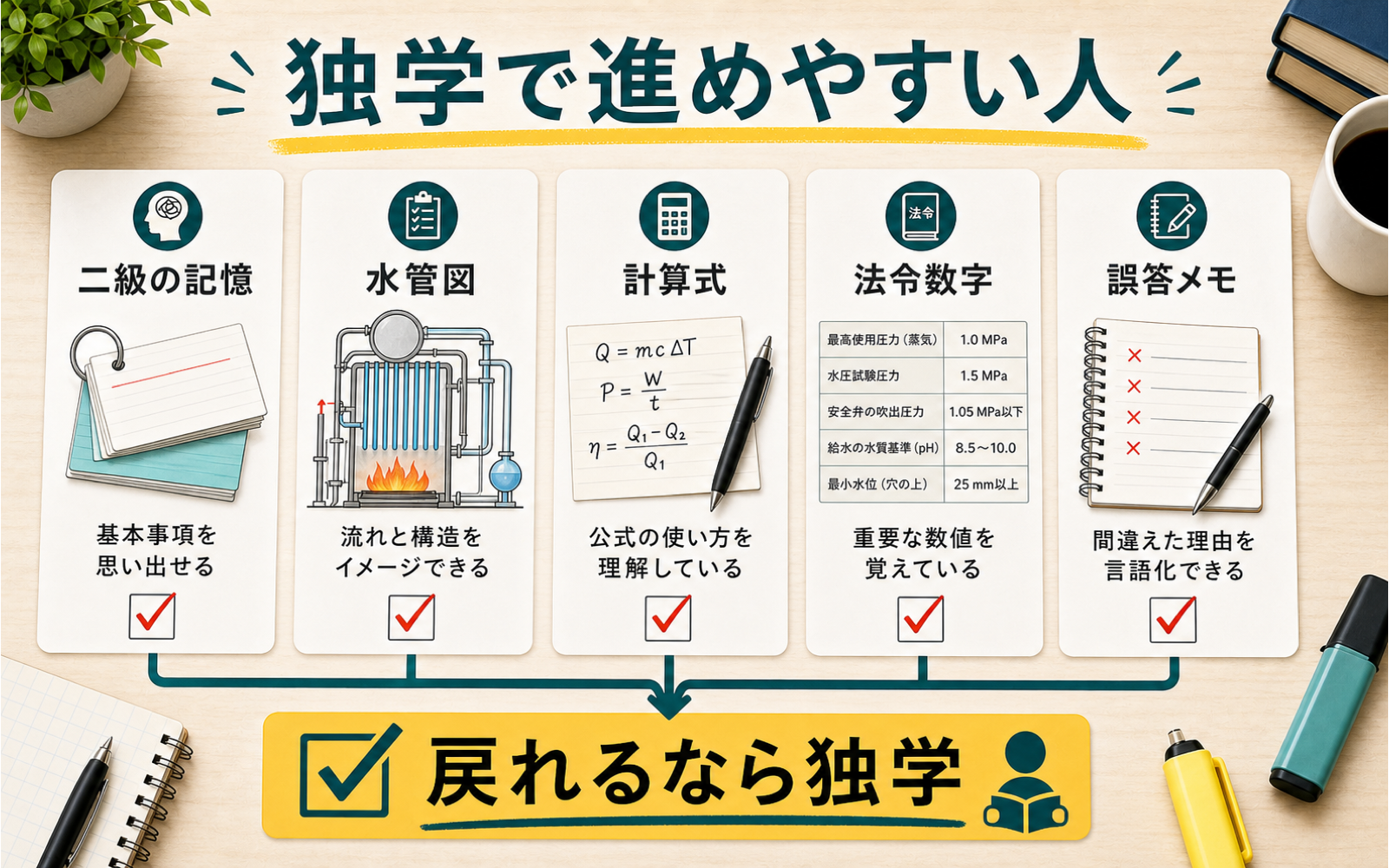 一級ボイラー技士は独学でいける？講座を足すべき人の見分け方 (2026年版) の挿絵 1