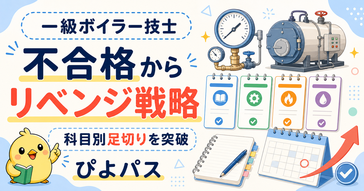 一級ボイラー技士 不合格リベンジ｜科目別足切りの突破と4時間40問の再受験戦略 (2026年版)