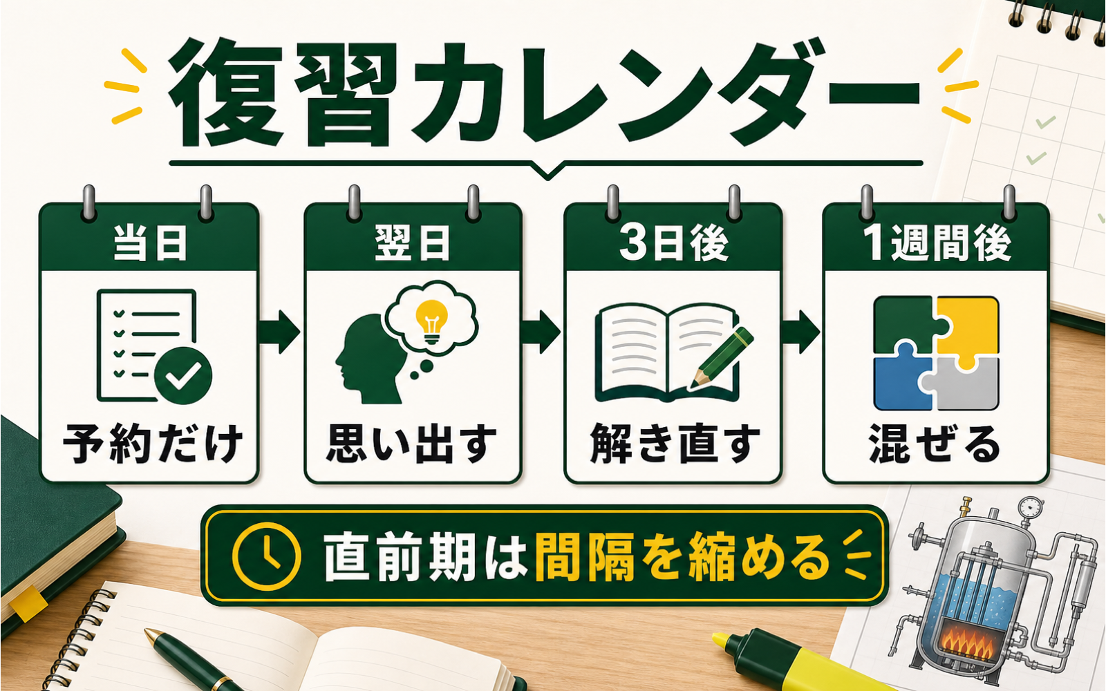 一級ボイラー技士の復習タイミング｜間違いの種類で戻す日を変える (2026年版) の挿絵 1