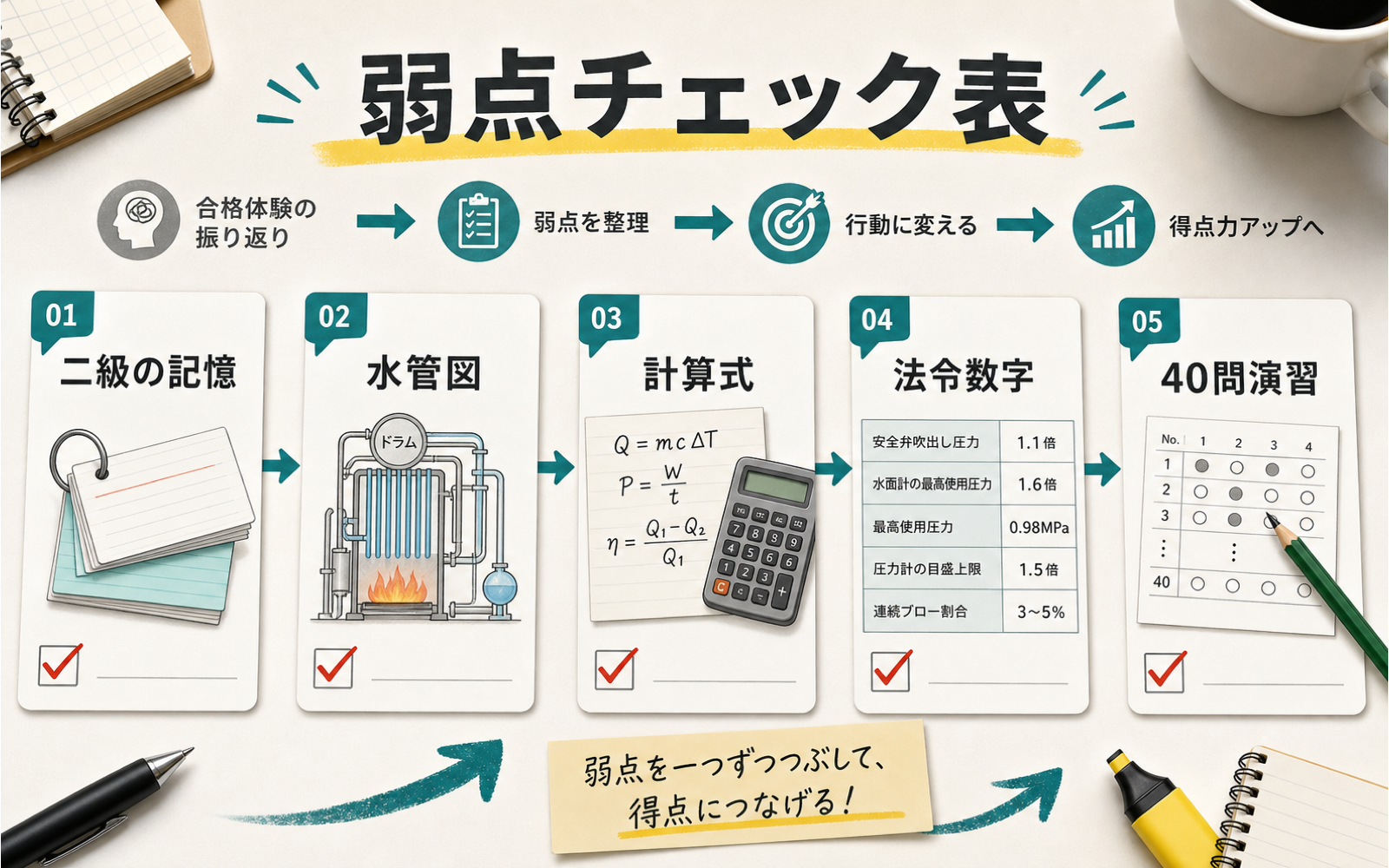 一級ボイラー技士 合格体験談｜読むだけで終わらせない弱点チェック表 (2026年版) の挿絵 1