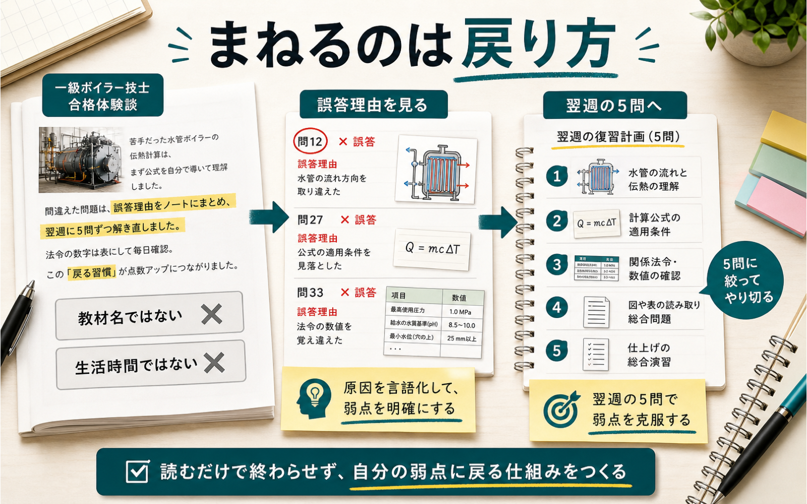 一級ボイラー技士 合格体験談｜読むだけで終わらせない弱点チェック表 (2026年版) の挿絵 2