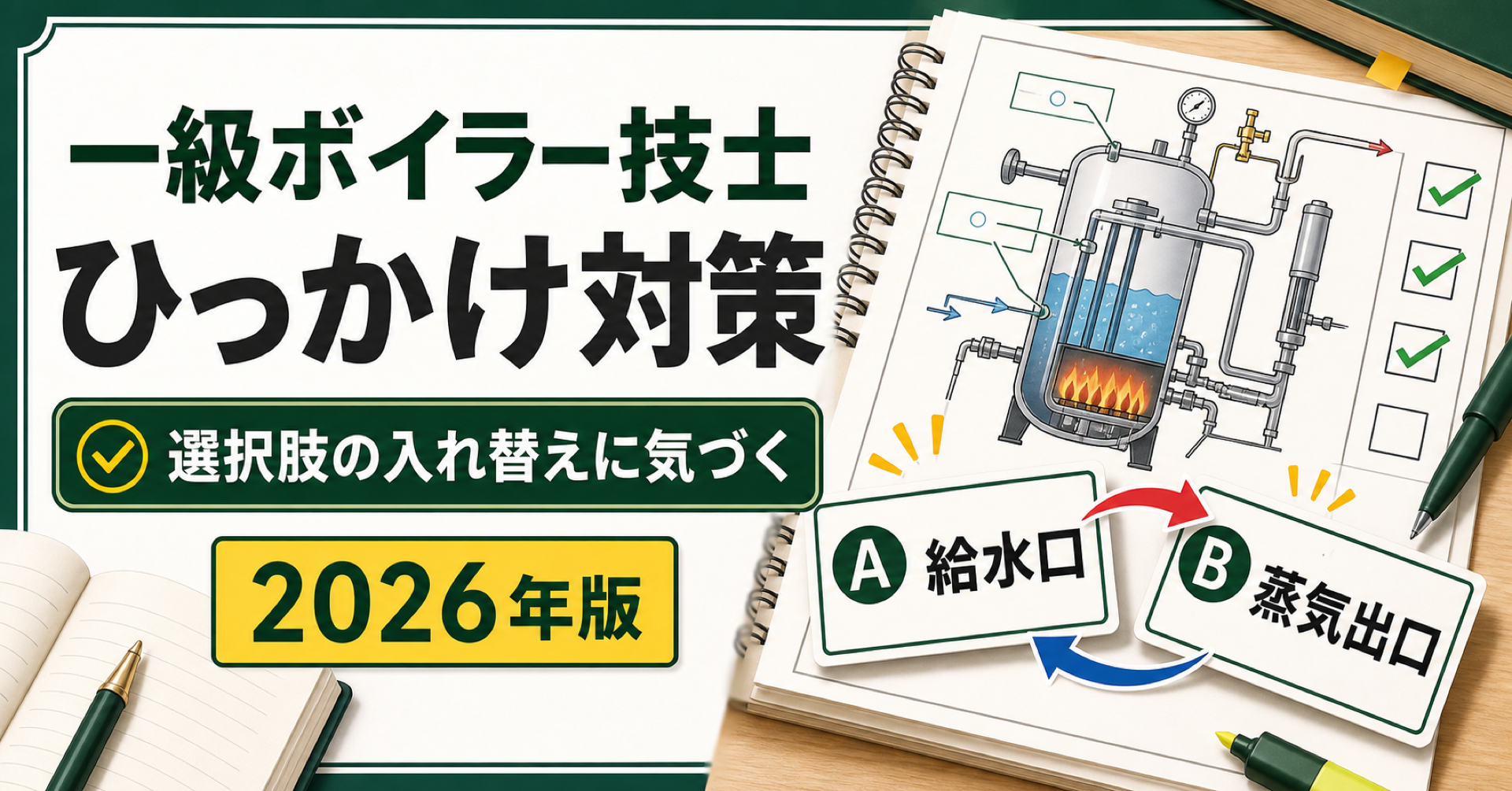 一級ボイラー技士 ひっかけ対策｜選択肢の入れ替えに気づく読み方 (2026年版)