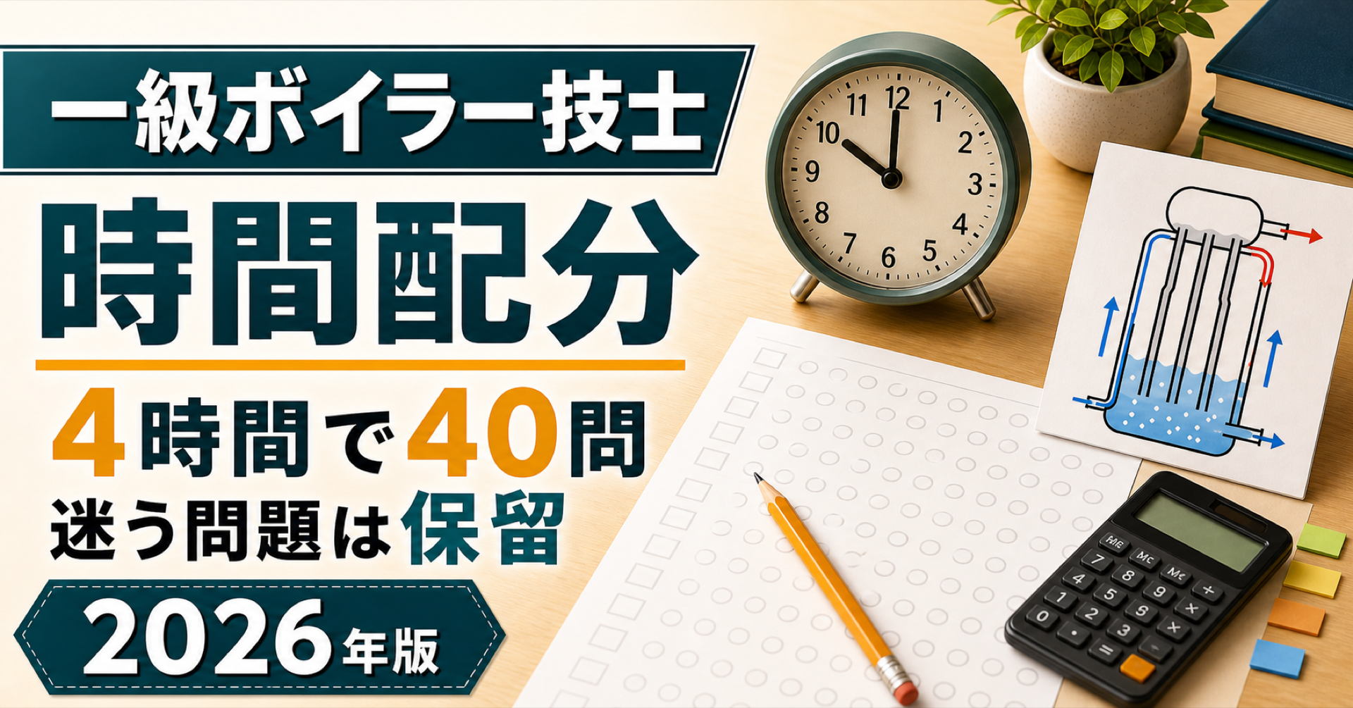 一級ボイラー技士の時間配分｜4時間で40問を崩さない解き方 (2026年版)