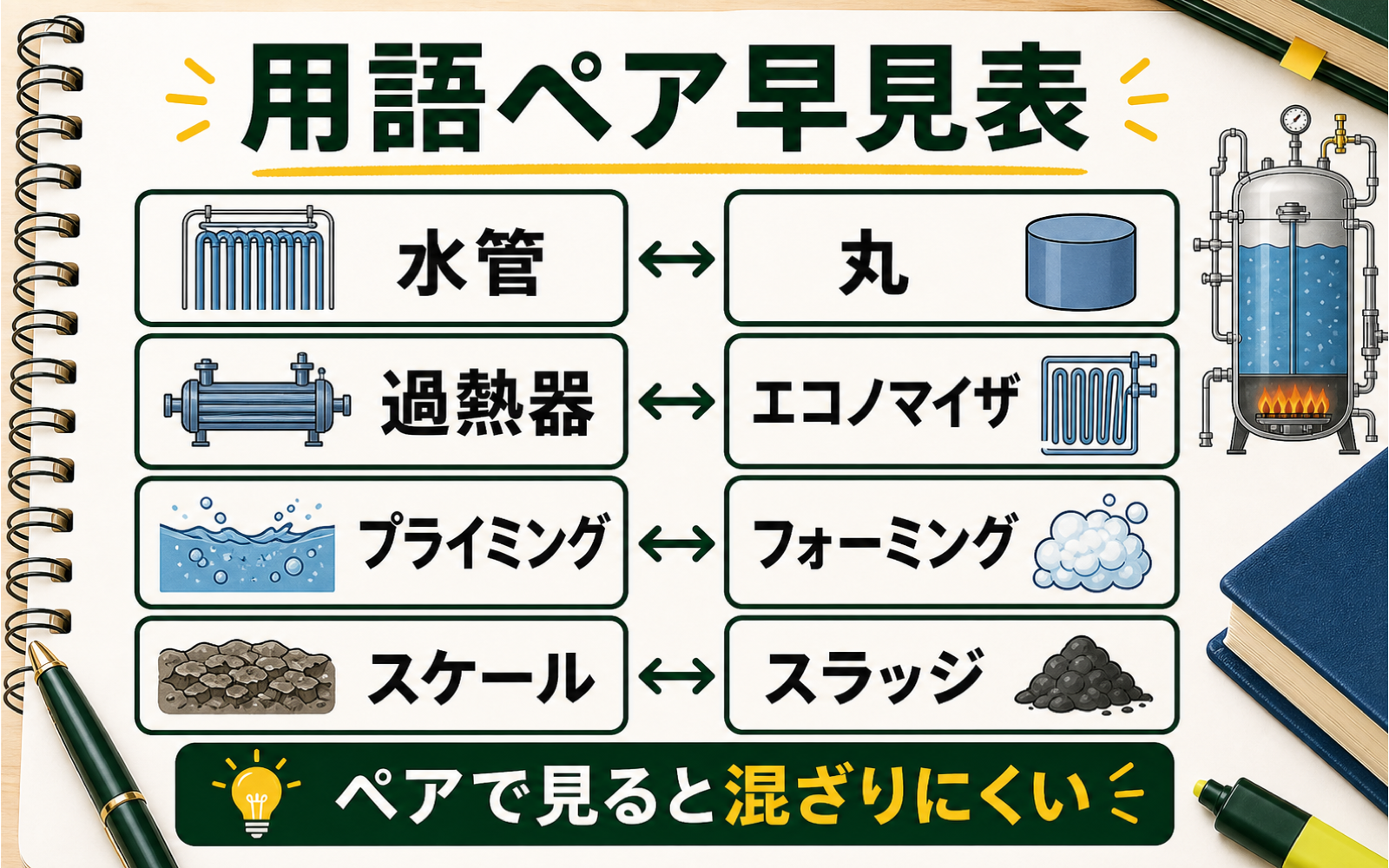 一級ボイラー技士 間違えやすい用語｜水管・附属設備・取扱いをペアで覚える (2026年版) の挿絵 1