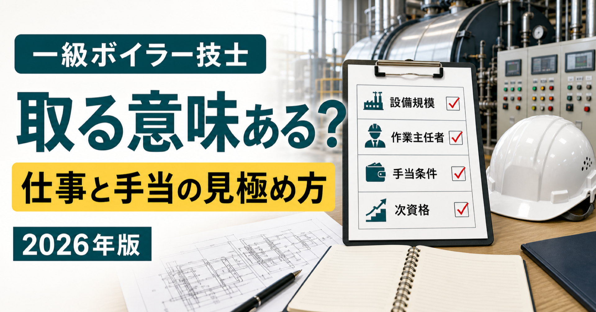 一級ボイラー技士は取る意味ある?二級後の仕事と手当の見極め方 (2026年版)