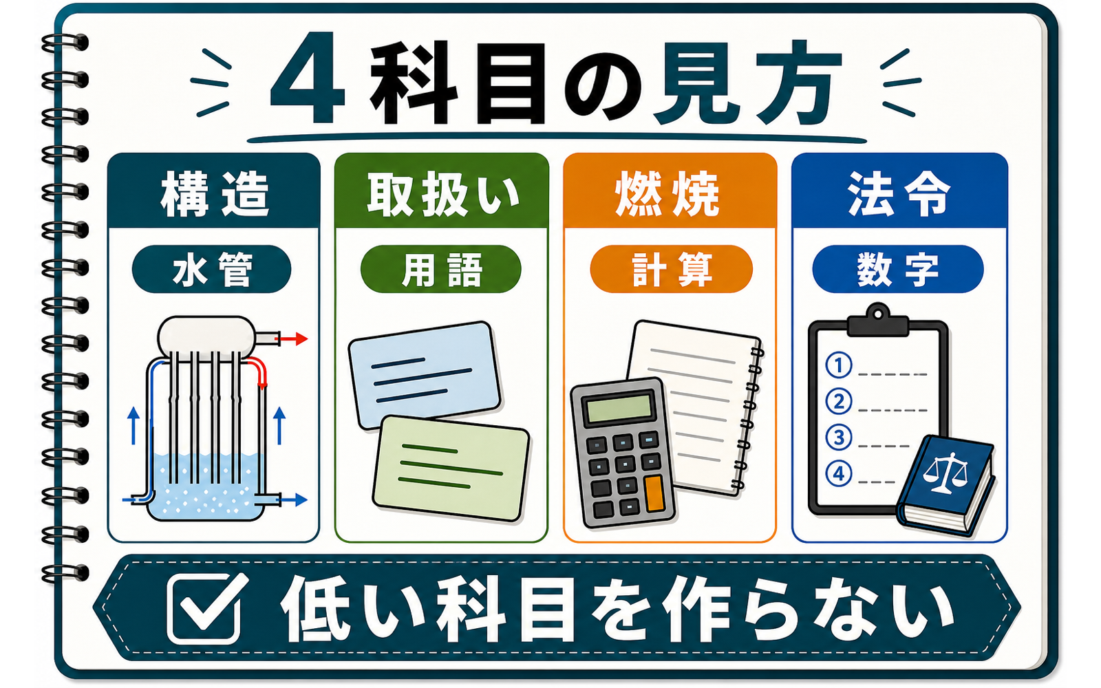 一級ボイラー技士 出題傾向｜4科目で問われる水管・計算・法令数字 (2026年版) の挿絵 1