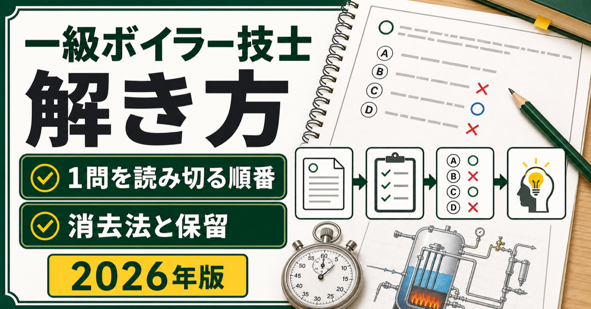 一級ボイラー技士の解き方｜1問を読み切る順番と消去法の使い方 (2026年版)