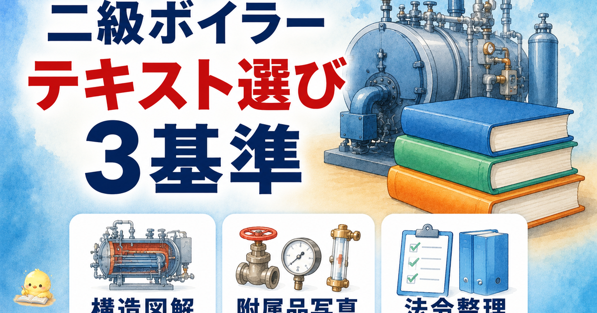 二級ボイラー技士 テキスト選び3基準|構造図解/附属品写真/法令整理 (2026年版)