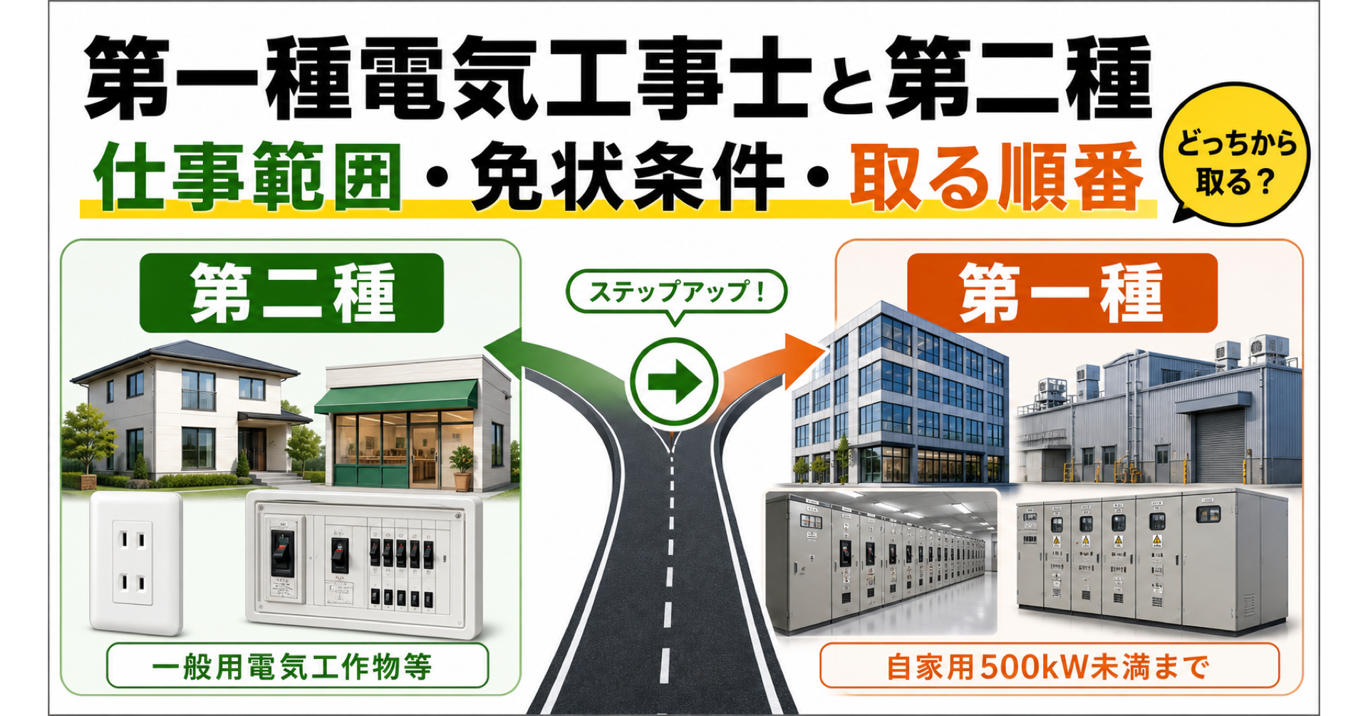 第一種電気工事士と第二種の違い|仕事範囲・免状条件・取る順番 (2026年版)