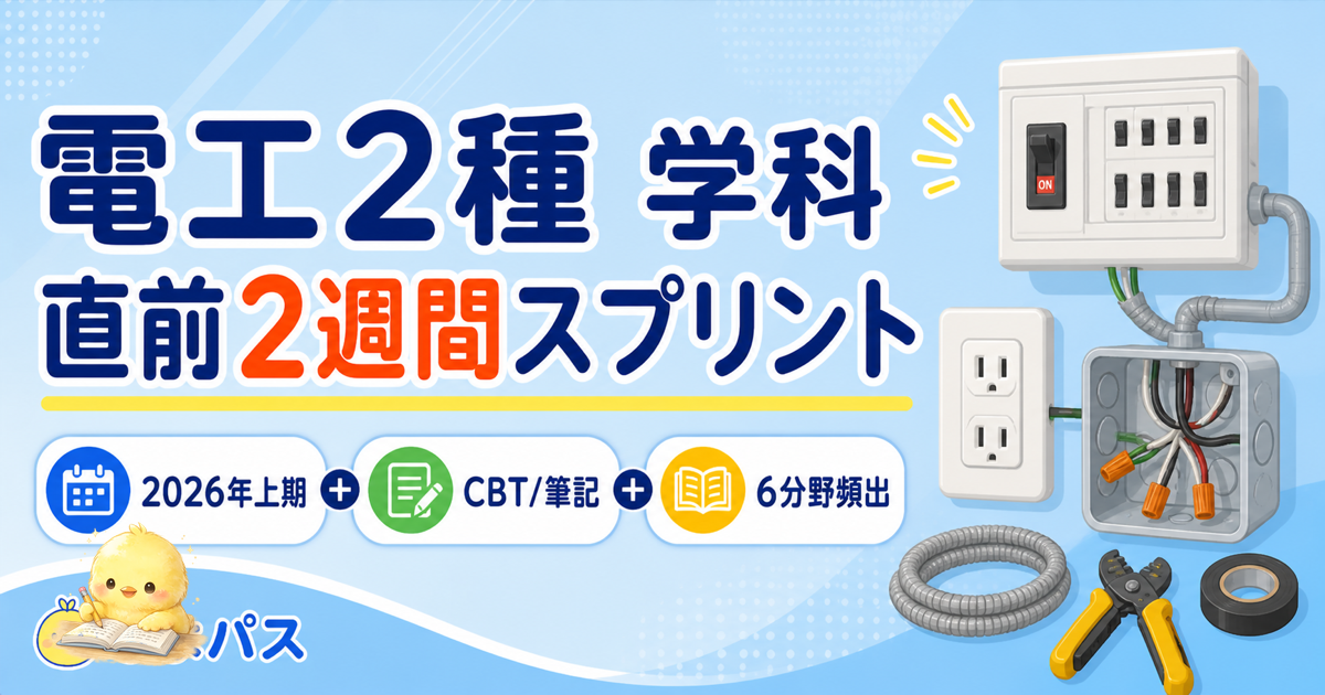 第二種電気工事士 学科 直前2週間 3フェーズ|弱点演習/本番形式/最終調整 (2026年版)