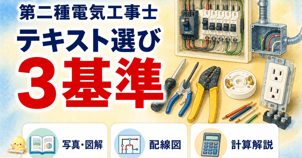 第二種電気工事士 学科 テキスト選び3基準|写真・配線図・計算解説 (2026年版)