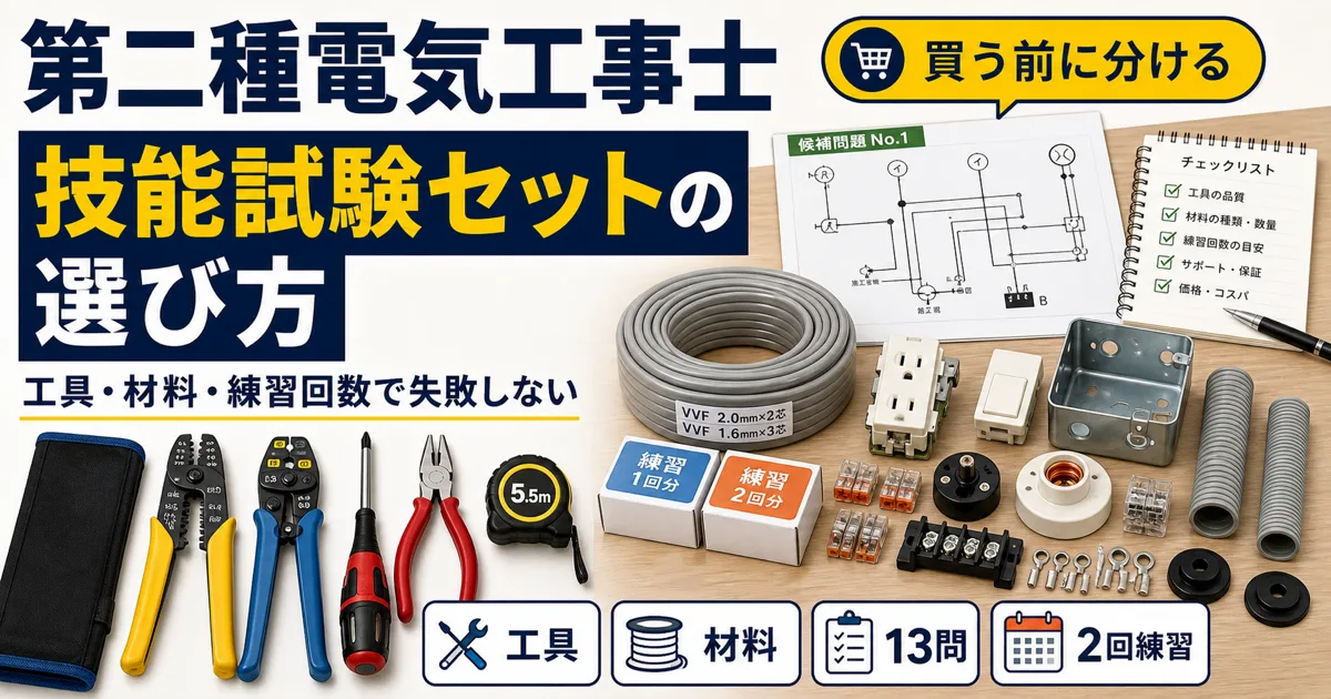 第二種電気工事士 技能試験セットの選び方|工具・材料・練習回数で失敗しない (2026年版)