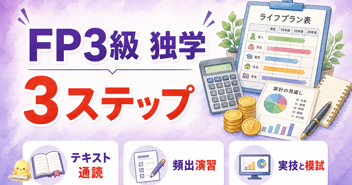 FP3級 独学 3ステップ｜テキスト通読/頻出演習/実技と模試 (2026年版)