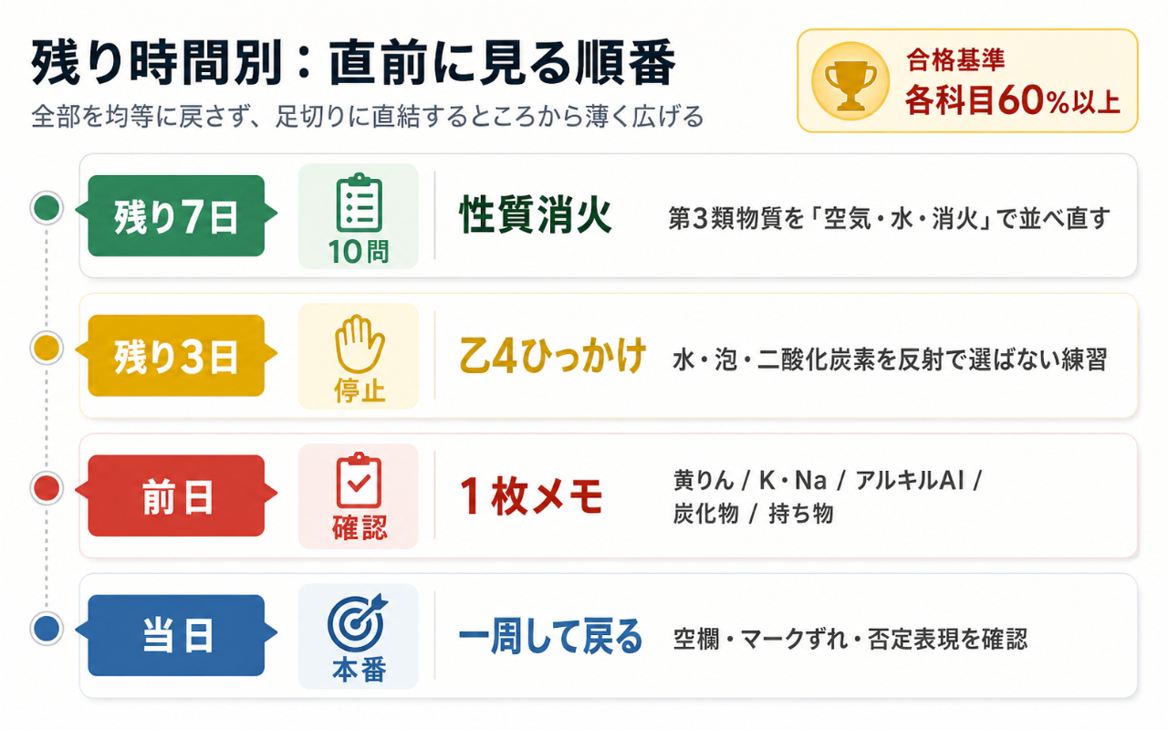 危険物乙3 直前総まとめ|残り7日・3日・前日に見る禁水性物質と消火 (2026年版) の挿絵 1