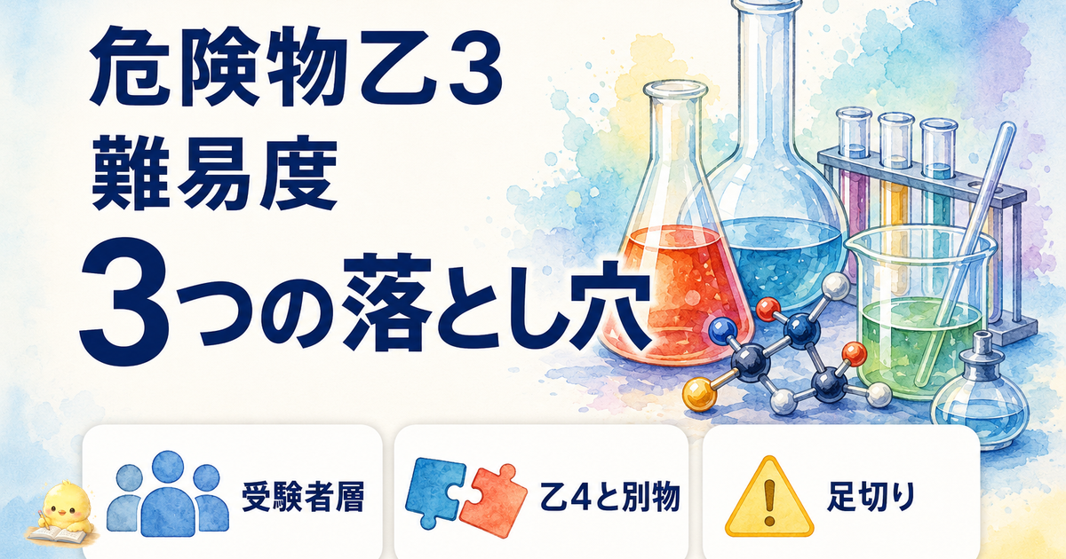 危険物乙3 難易度 3つの落とし穴｜受験者層/乙4と別物/足切り (2026年版)
