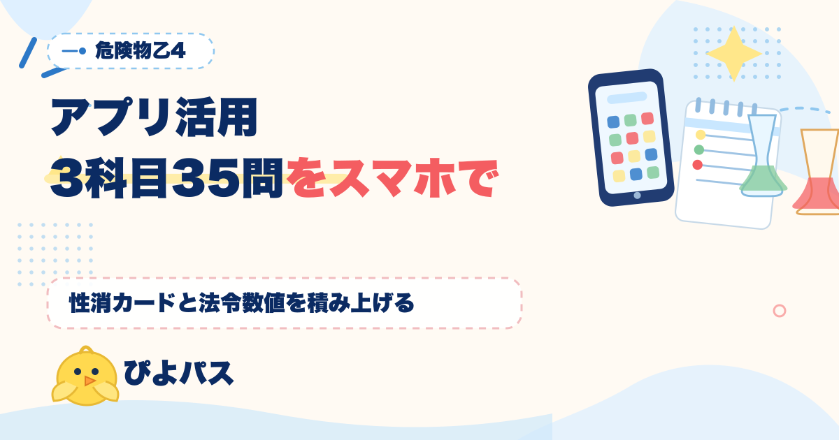 危険物乙4 アプリ活用｜3科目35問の科目別スマホ勉強法 (2026年版)