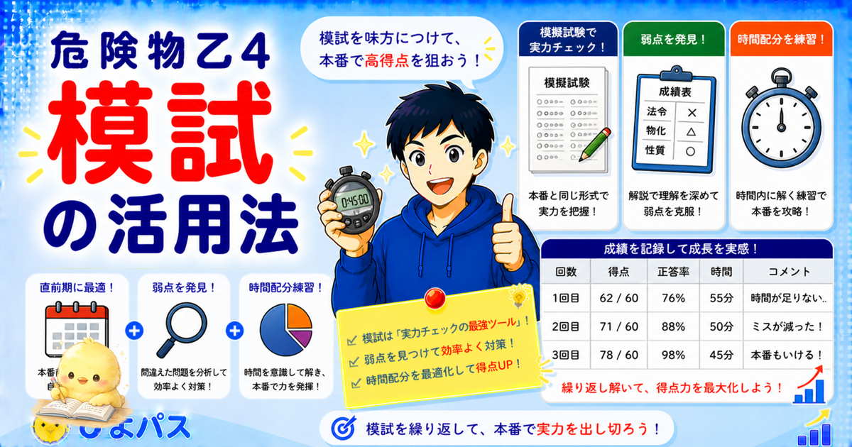 危険物乙4 模試活用3領域｜頻度・分析・復習 (2026年版)