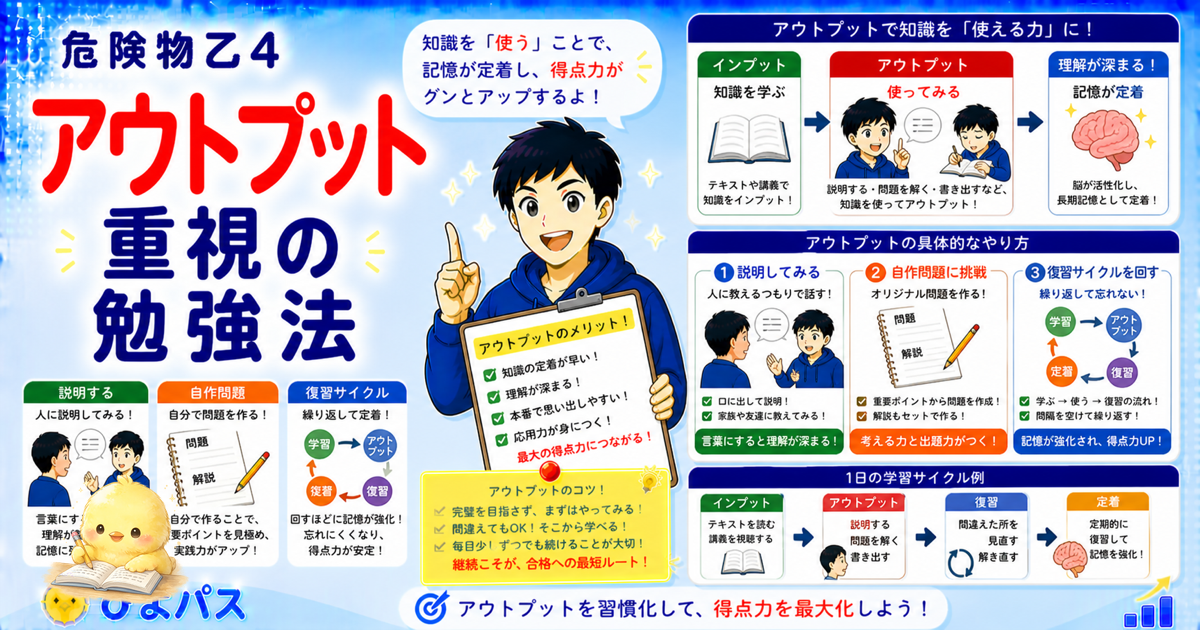 【2026年版】危険物乙4のアウトプット勉強法 3 領域｜性質・消火方法・指定数量を声で語り合格率 35% を突破