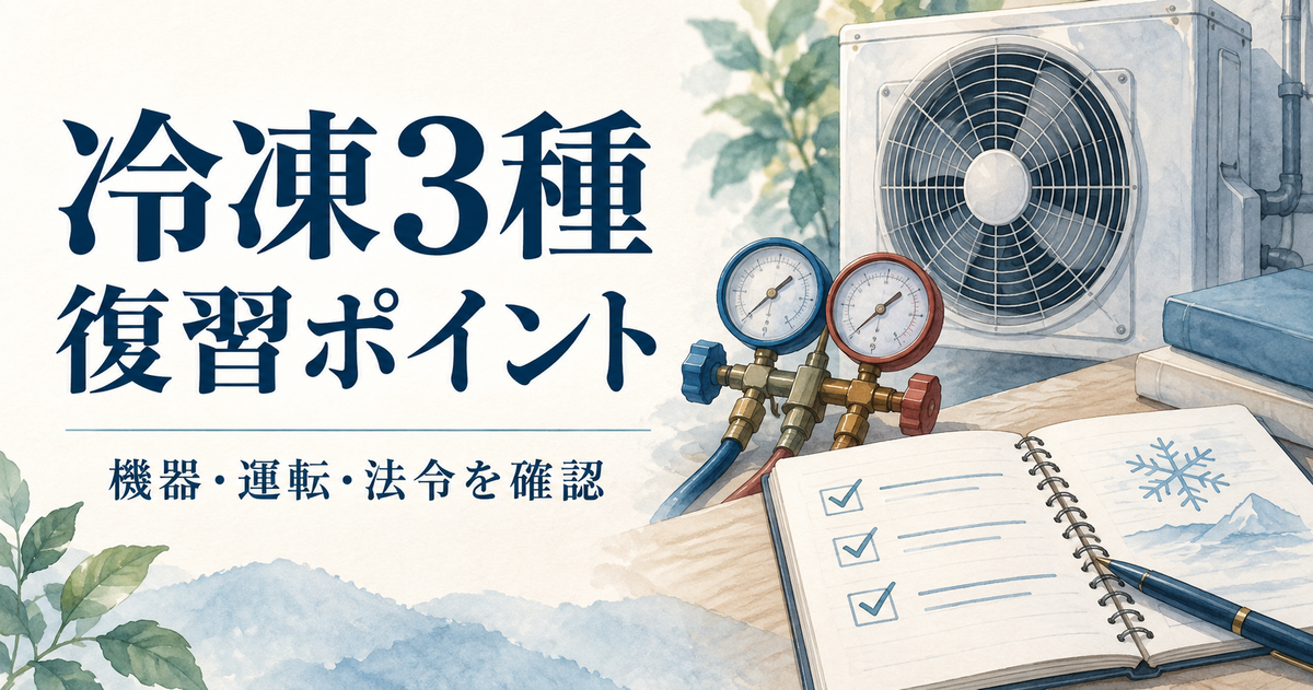 冷凍3種の復習ポイント｜サイクル・機器・運転・法令の確認表