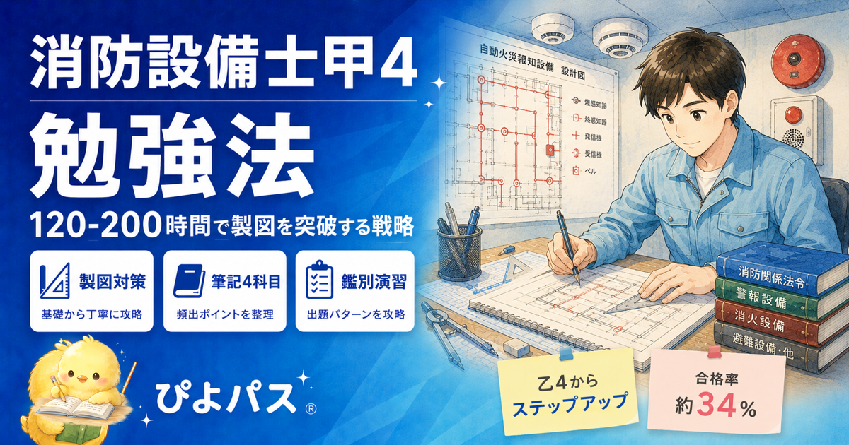 【2026年版】消防設備士甲4の勉強法|製図試験を突破する戦略と 120-200 時間の学習計画