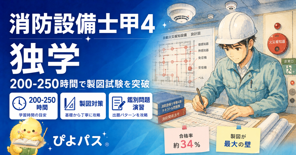【2026年版】消防設備士甲種4類の独学合格ガイド|200-250 時間の勉強プランと製図対策