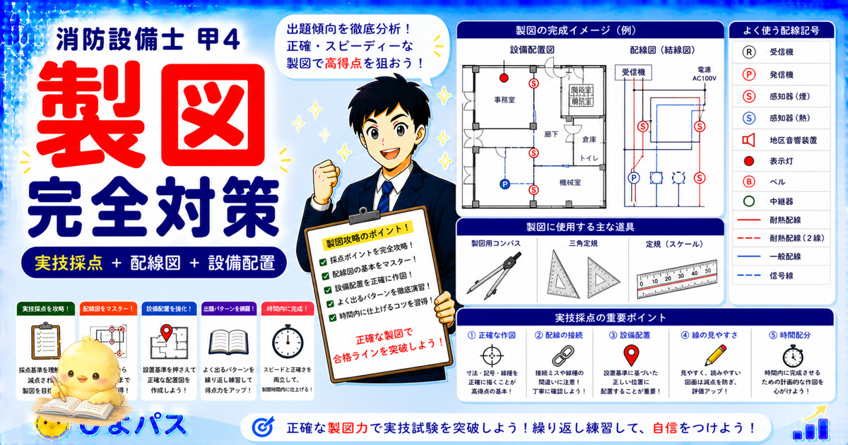 【2026年版】消防設備士甲種4類 製図で独学者が詰む 3 つの壁｜1 週間スプリント設計で攻略