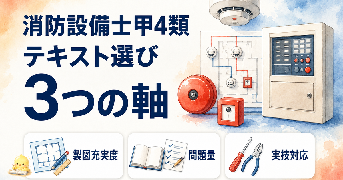 消防甲4 テキスト3つの選定軸|製図充実度/問題量/実技対応 (2026年版)