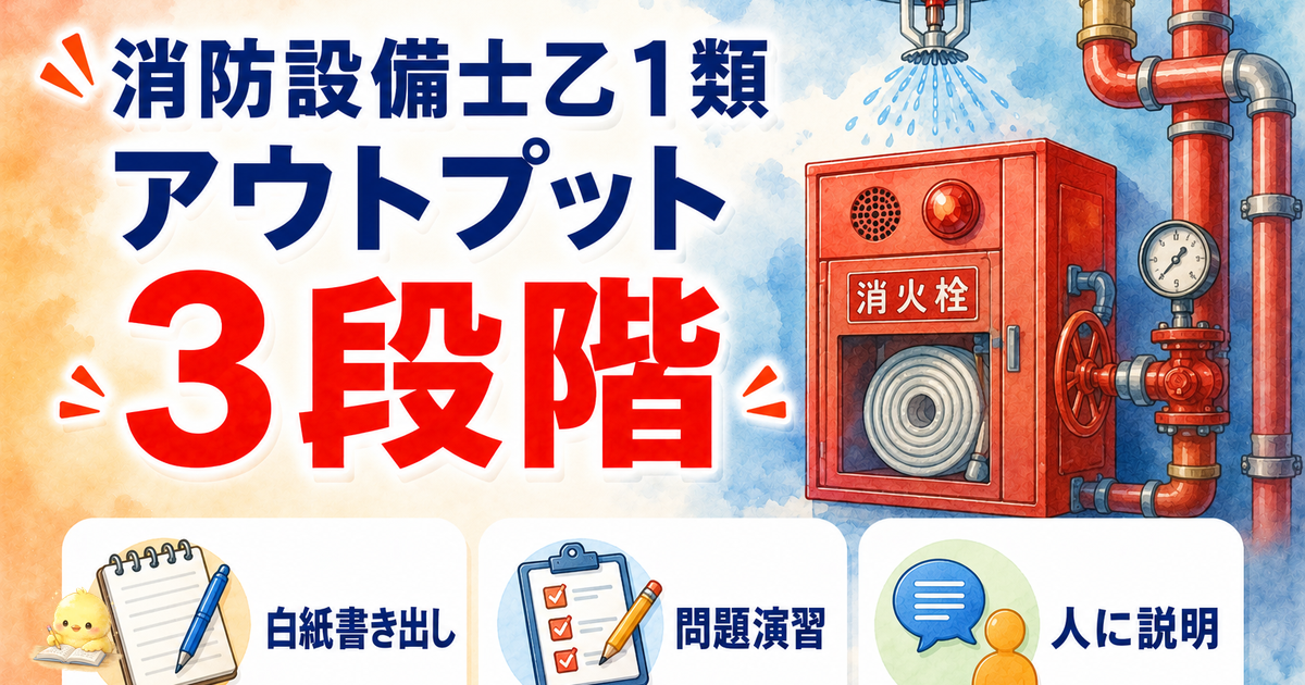 消防乙1 アウトプット3段階｜白紙書き出し/問題演習/人に説明 (2026年版)