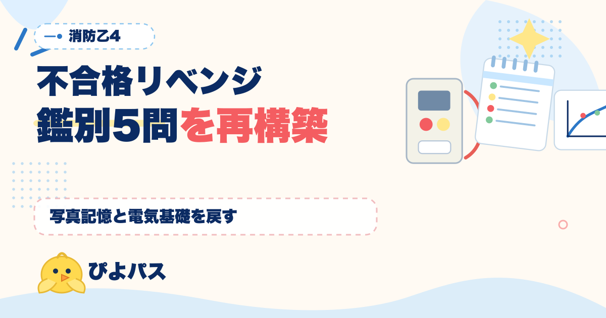 消防設備士乙4 不合格からのリベンジ|鑑別 5 問の Anki 再構築と電気基礎 5 問の足切り回避戦略