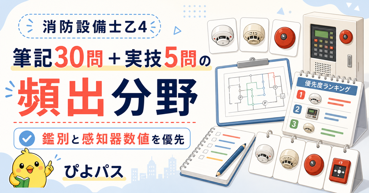 消防設備士乙4 よく出る分野を筆記30問+実技5問で完全分析|最頻出/頻出/出れば取る (2026年版)