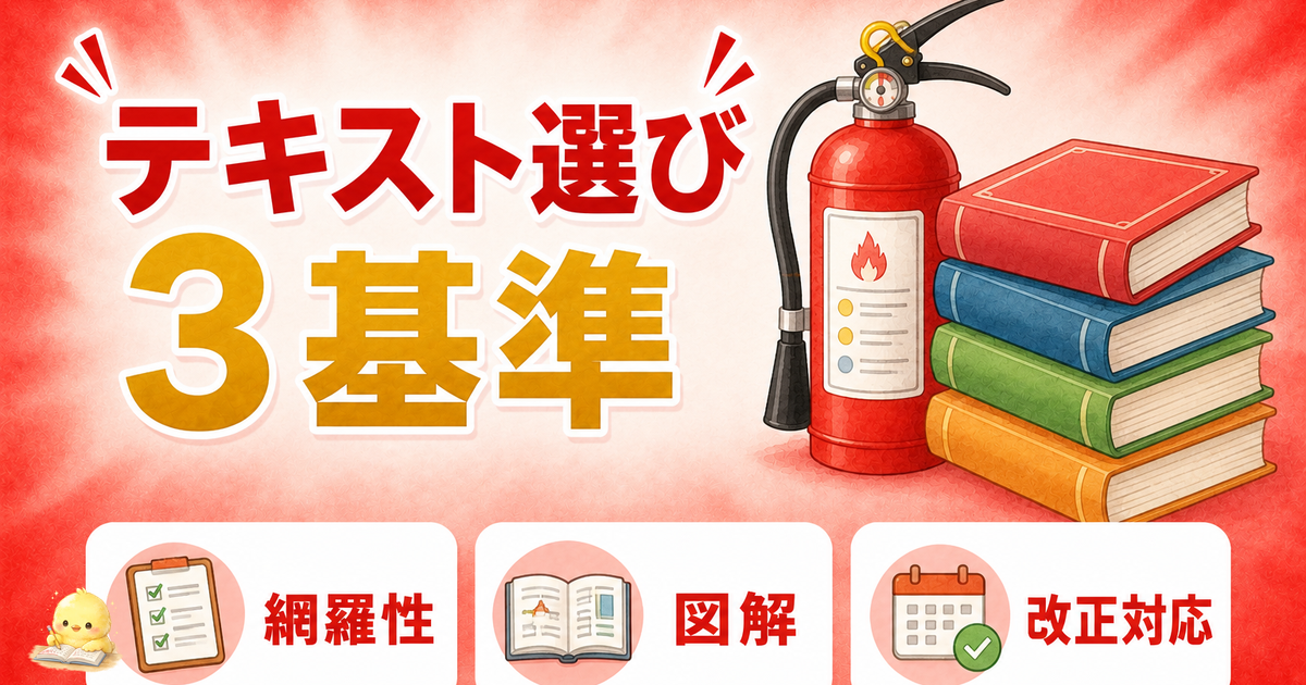 消防設備士乙6 テキスト選び3基準|網羅性・図解・改正対応 (2026年版)