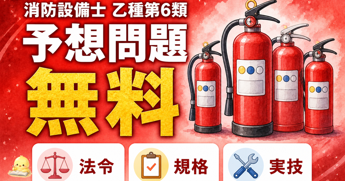 【2026年版】消防設備士乙6の予想問題 160 問を無料で解く|法令・規格・実技 3 科目の完全演習