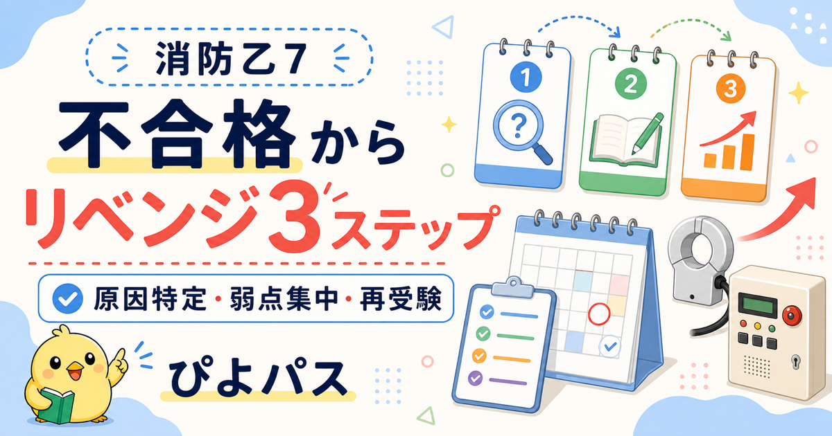 消防乙7 リベンジ3ステップ｜原因特定/弱点科目集中/再受験計画 (2026年版)