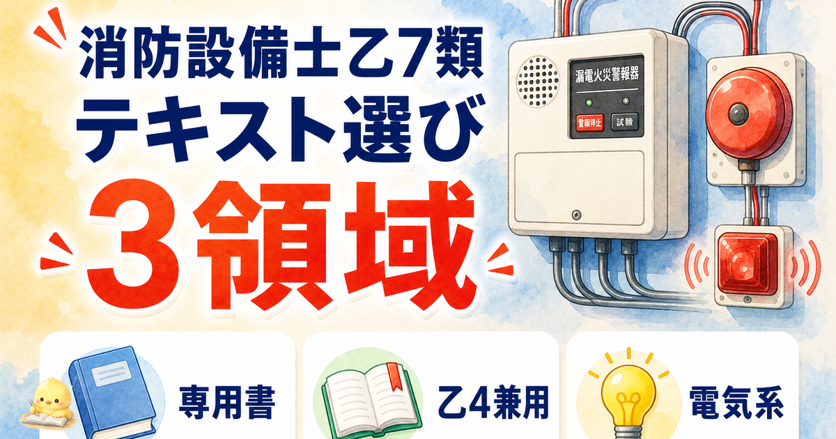 消防設備士乙7 テキスト選びの3領域｜専用書・乙4兼用・電気系 (2026年版)