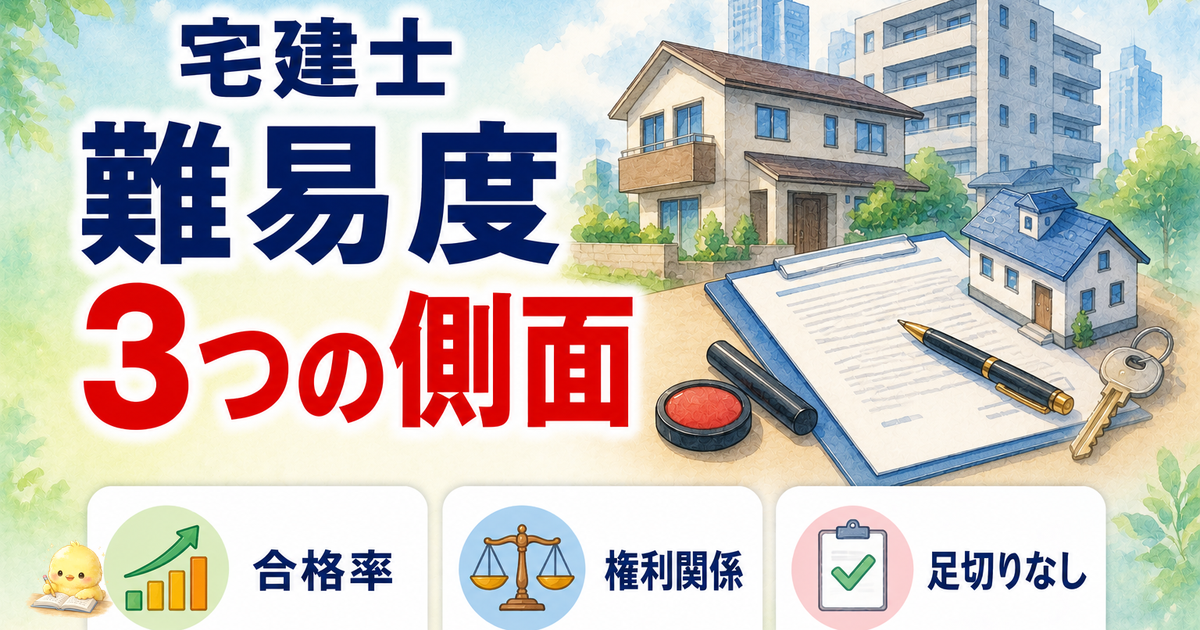 宅建士 難易度 3つの側面｜合格率15%/権利関係が最難関/足切りなし (2026年版)