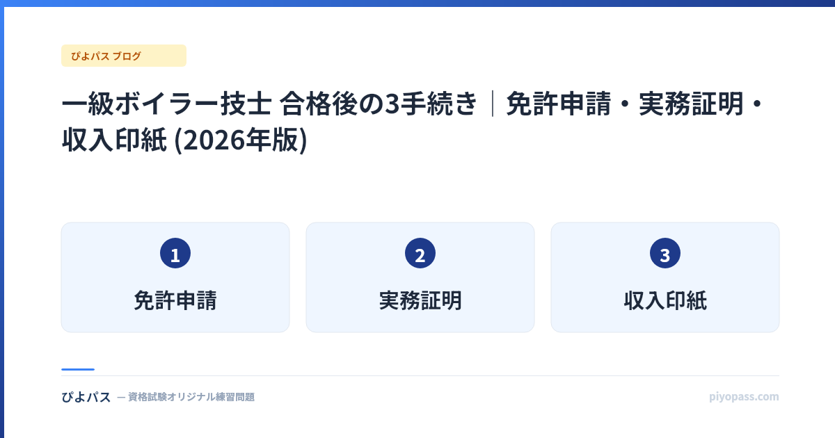 一級ボイラー技士 合格後の3手続き｜免許申請・実務証明・収入印紙 (2026年版)