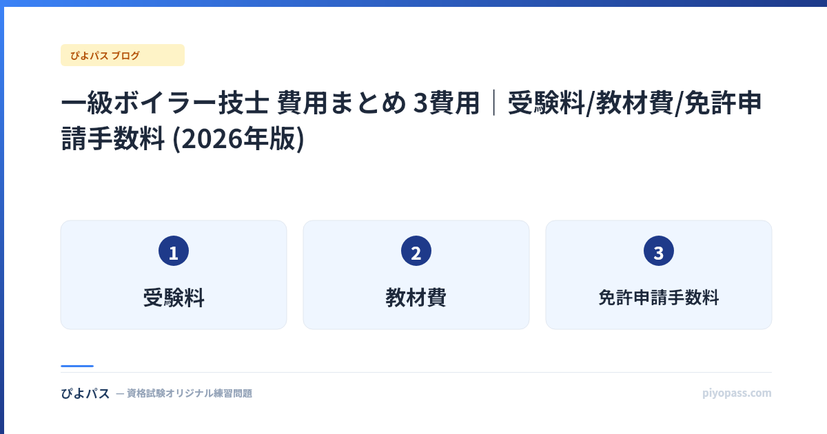 一級ボイラー技士 費用まとめ 3費用｜受験料/教材費/免許申請手数料 (2026年版)