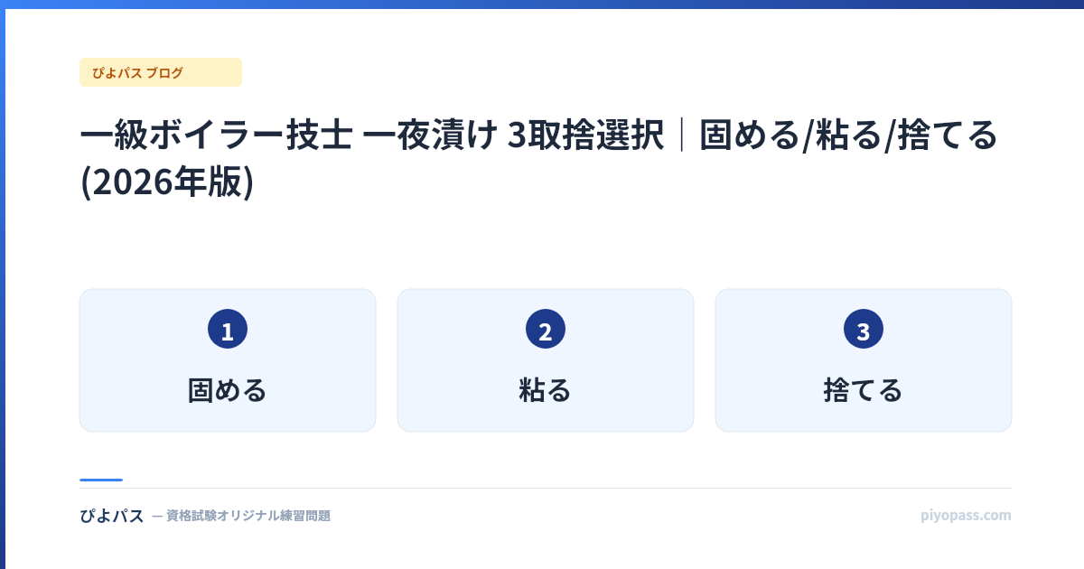 一級ボイラー技士 一夜漬け 3取捨選択｜固める/粘る/捨てる (2026年版)