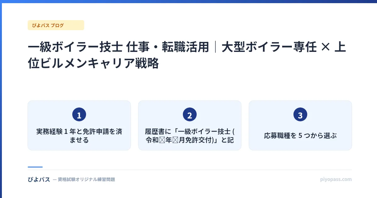 一級ボイラー技士 仕事・転職活用｜大型ボイラー専任 × 上位ビルメンキャリア戦略