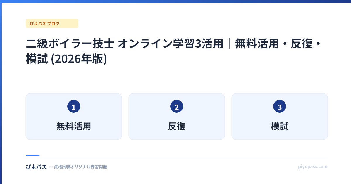 二級ボイラー技士 オンライン学習3活用|無料活用・反復・模試 (2026年版)